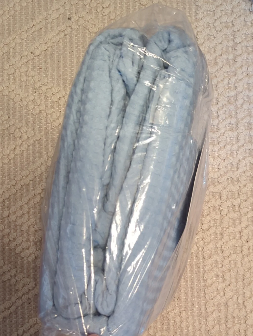 Market Place 100% Cotton Waffle Weave Blanket King Light Blue Brand New 108x90